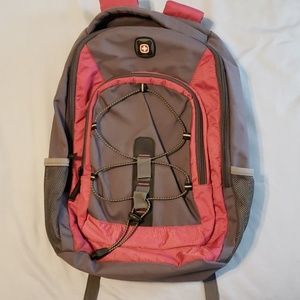 Gray and pink swiss gear bookbag softly used